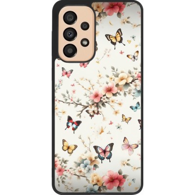 Coque Samsung Galaxy A33 5G - Silicone rigide noir Spring 25 Papillons Légers