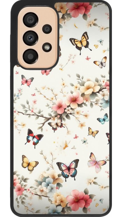 Coque Samsung Galaxy A33 5G - Silicone rigide noir Spring 25 Papillons Légers