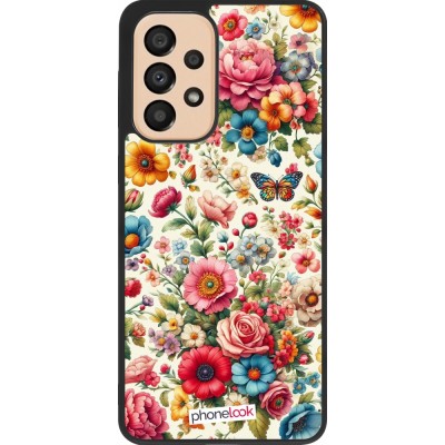 Coque Samsung Galaxy A33 5G - Silicone rigide noir Spring 25 printemps fleuri