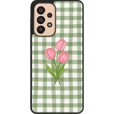 Coque Samsung Galaxy A33 5G - Silicone rigide noir Green vichy tulips Spring 2026