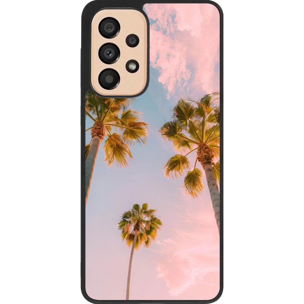 Coque Samsung Galaxy A33 5G - Silicone rigide noir Summer 2025 Palmiers
