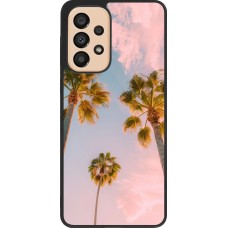 Coque Samsung Galaxy A33 5G - Silicone rigide noir Summer 2025 Palmiers