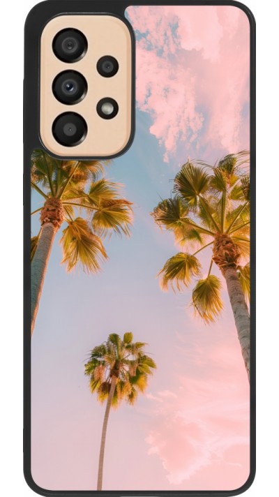 Coque Samsung Galaxy A33 5G - Silicone rigide noir Summer 2025 Palmiers