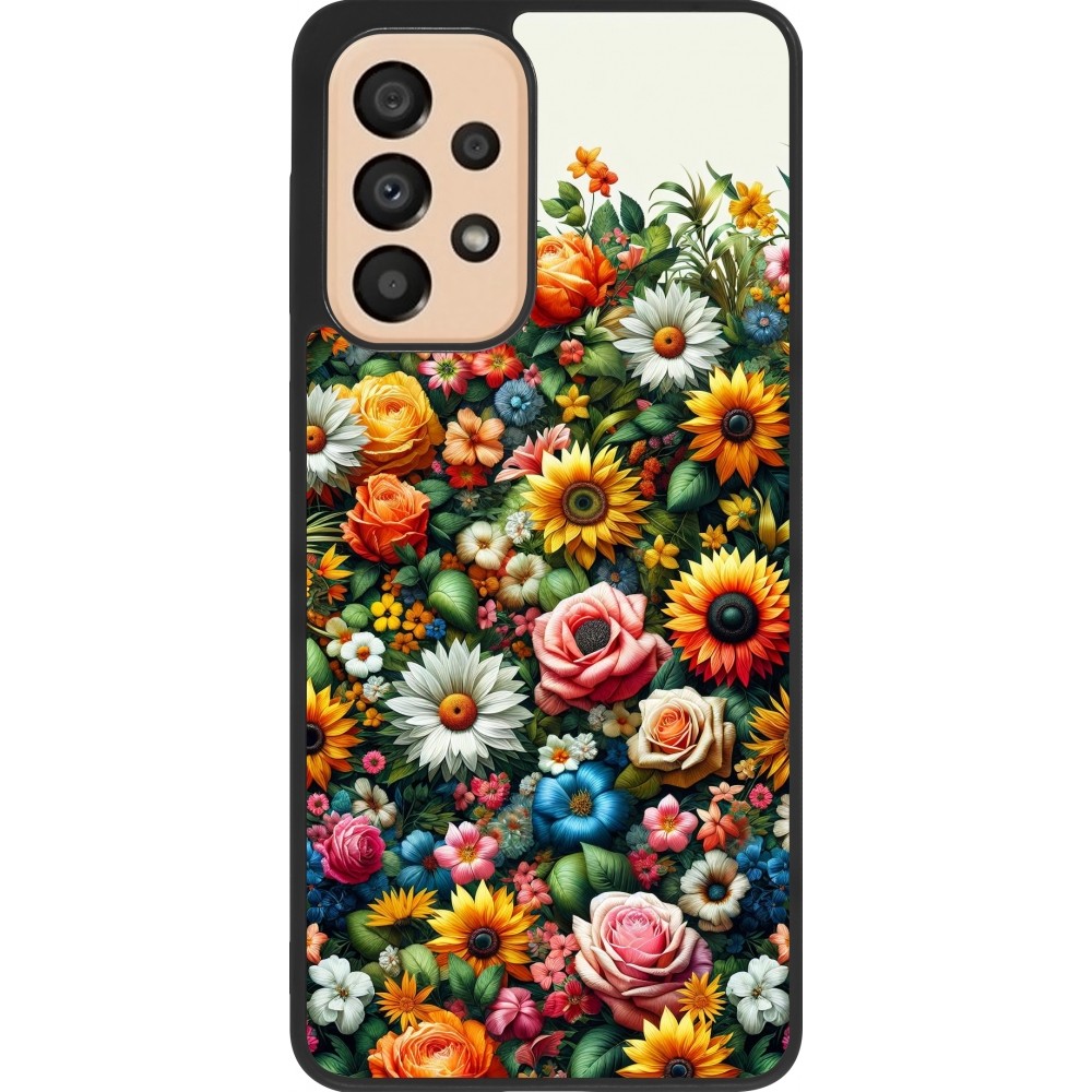 Samsung Galaxy A33 5G Case Hülle - Silikon schwarz Sommer Blumenmuster