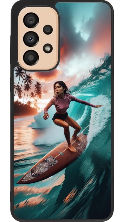 Coque Samsung Galaxy A33 5G - Silicone rigide noir Surfeuse Balinaise
