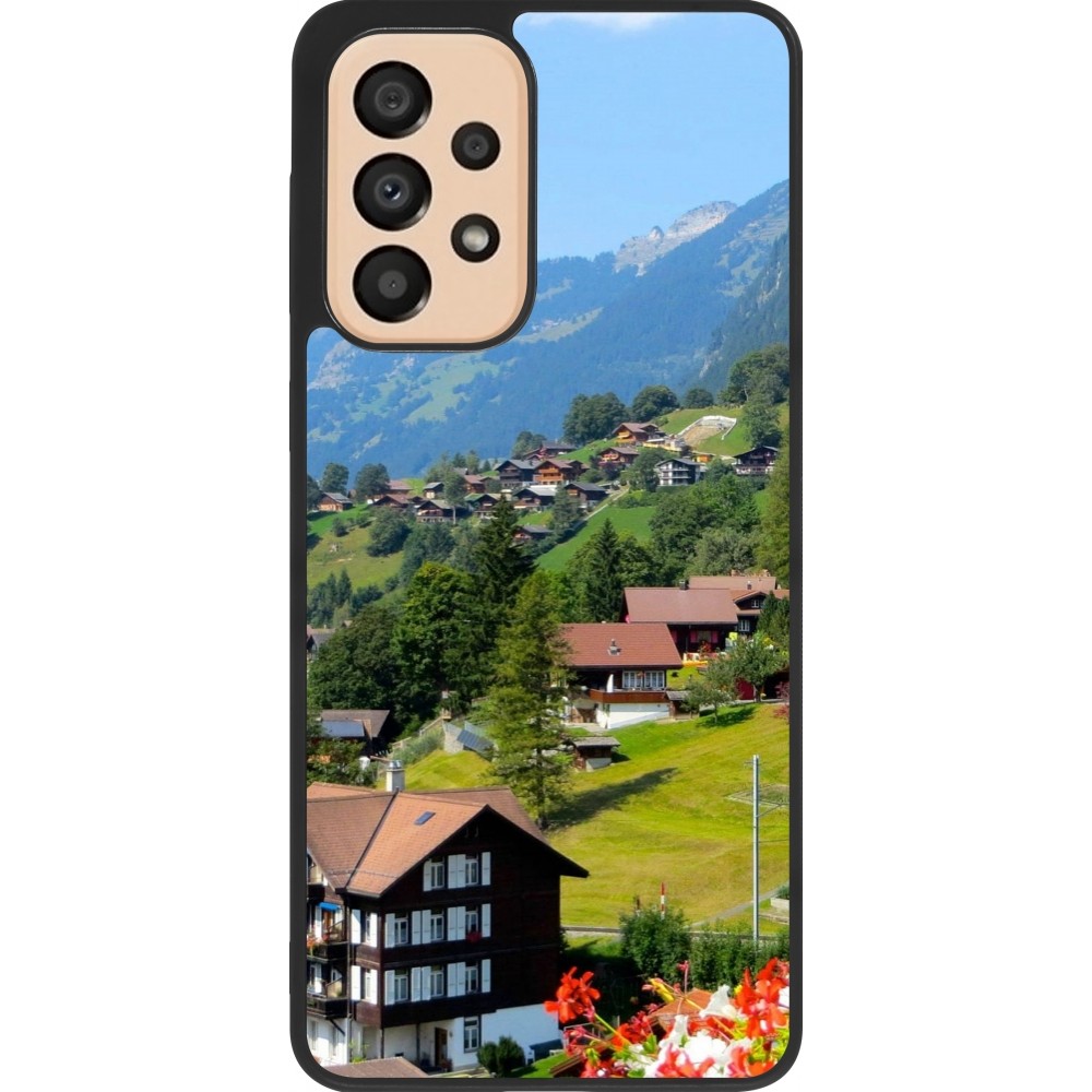 Samsung Galaxy A33 5G Case Hülle - Silikon schwarz  Nationalfeiertag Schweiz Landschaft