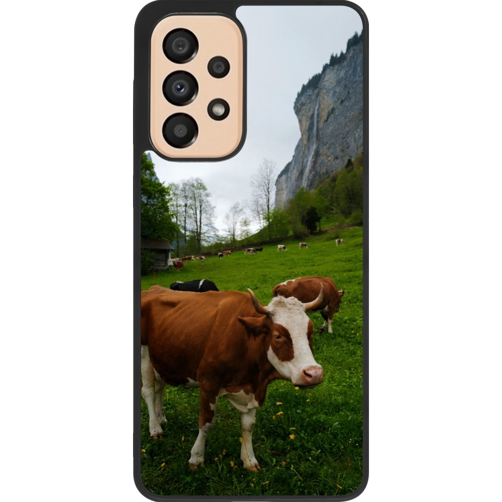 Samsung Galaxy A33 5G Case Hülle - Silikon schwarz  Nationalfeiertag Schweiz Kühe