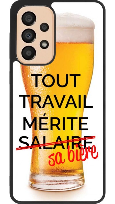 Coque Samsung Galaxy A33 5G - Silicone rigide noir Tout travail mérite sa bière