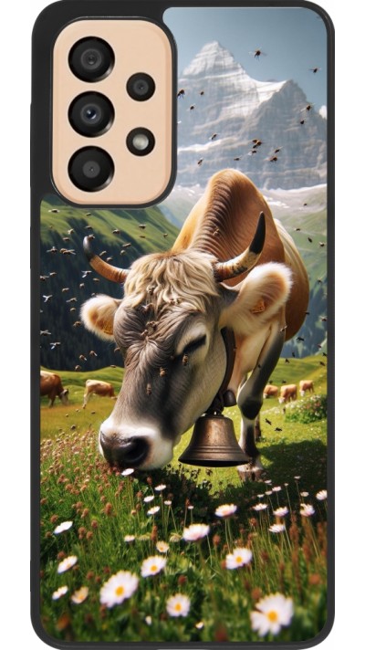 Coque Samsung Galaxy A33 5G - Silicone rigide noir Vache montagne Valais