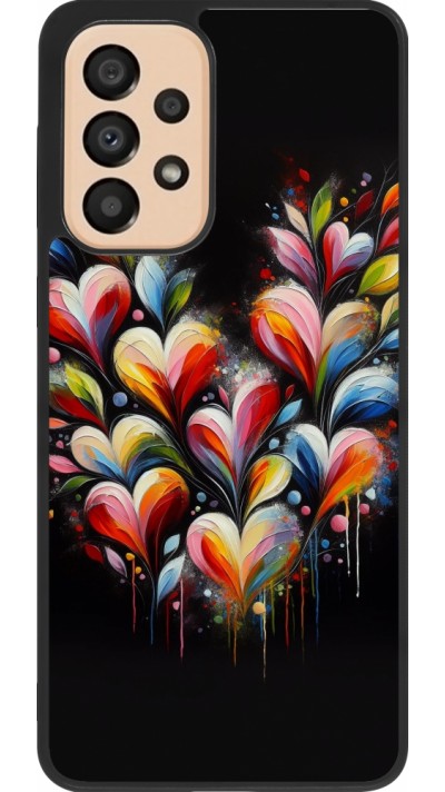 Coque Samsung Galaxy A33 5G - Silicone rigide noir Valentine 2024 Coeur Noir Abstrait