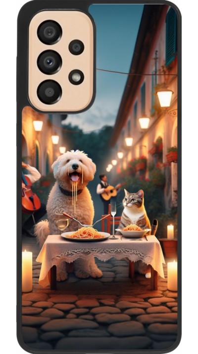 Coque Samsung Galaxy A33 5G - Silicone rigide noir Valentine 2024 Dog & Cat Candlelight