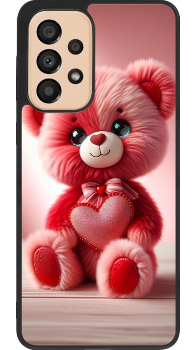 Coque Samsung Galaxy A33 5G - Silicone rigide noir Valentine 2024 Ourson rose