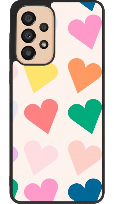 Coque Samsung Galaxy A33 5G - Silicone rigide noir Valentine 2023 colorful hearts