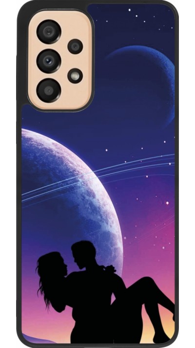 Coque Samsung Galaxy A33 5G - Silicone rigide noir Valentine 2023 couple love to the moon