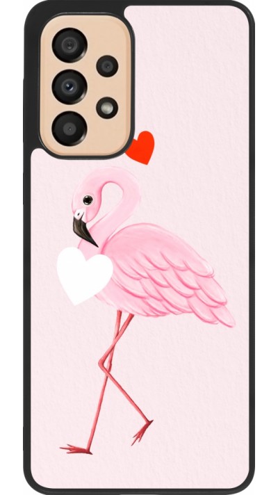 Coque Samsung Galaxy A33 5G - Silicone rigide noir Valentine 2023 flamingo hearts
