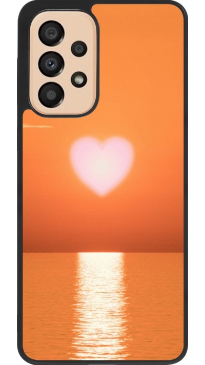 Coque Samsung Galaxy A33 5G - Silicone rigide noir Valentine 2023 heart orange sea