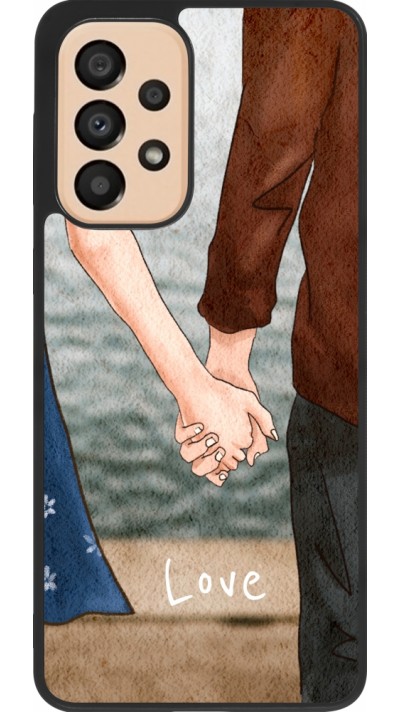 Coque Samsung Galaxy A33 5G - Silicone rigide noir Valentine 2023 lovers holding hands