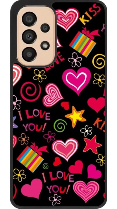 Coque Samsung Galaxy A33 5G - Silicone rigide noir Valentine 2023 love symbols