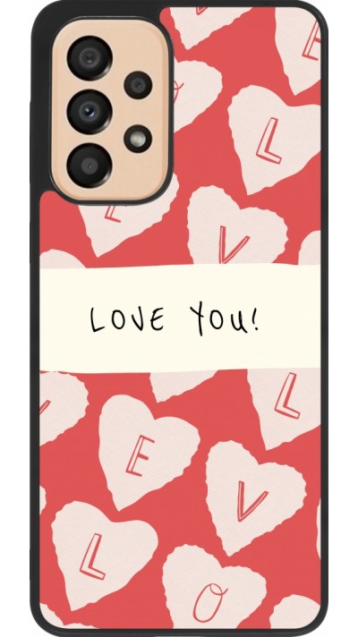 Coque Samsung Galaxy A33 5G - Silicone rigide noir Valentine 2023 love you note