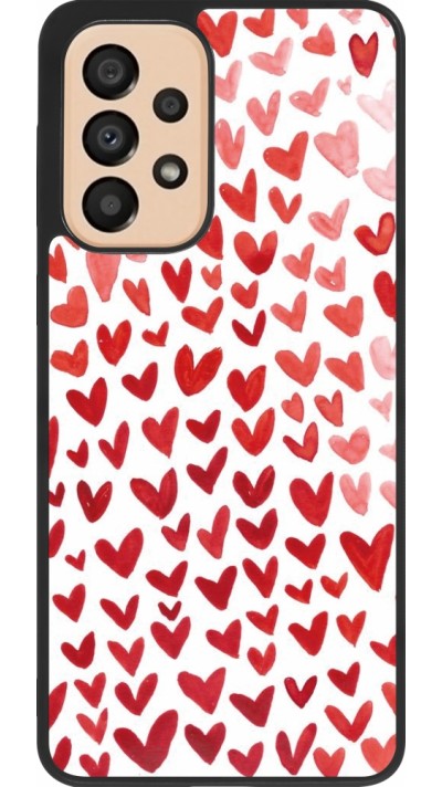 Coque Samsung Galaxy A33 5G - Silicone rigide noir Valentine 2023 multiple red hearts