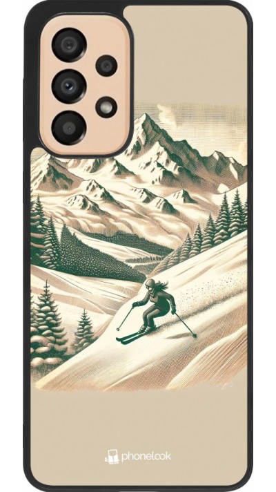 Coque Samsung Galaxy A33 5G - Silicone rigide noir Vintage Ski Mountain