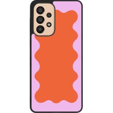 Samsung Galaxy A33 5G Case Hülle - Silikon schwarz Wavy Rectangle Orange Pink