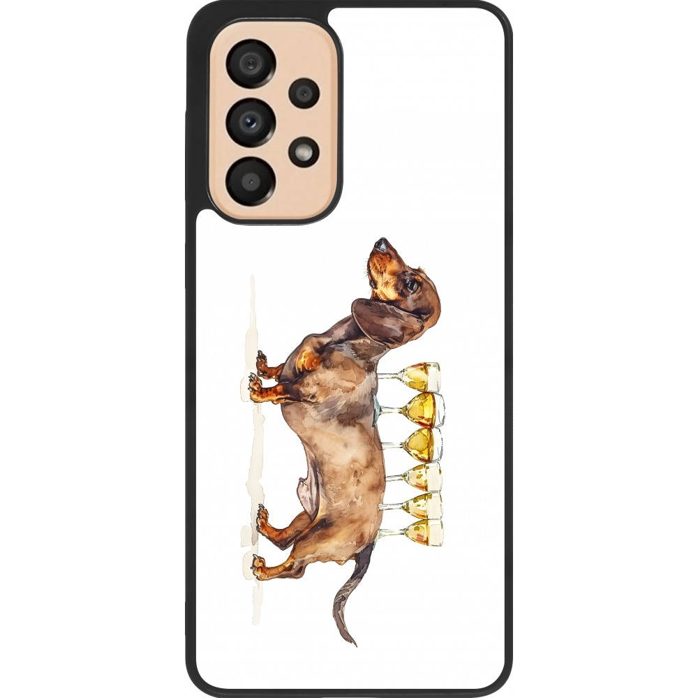 Coque Samsung Galaxy A33 5G - Silicone rigide noir Wine Teckel
