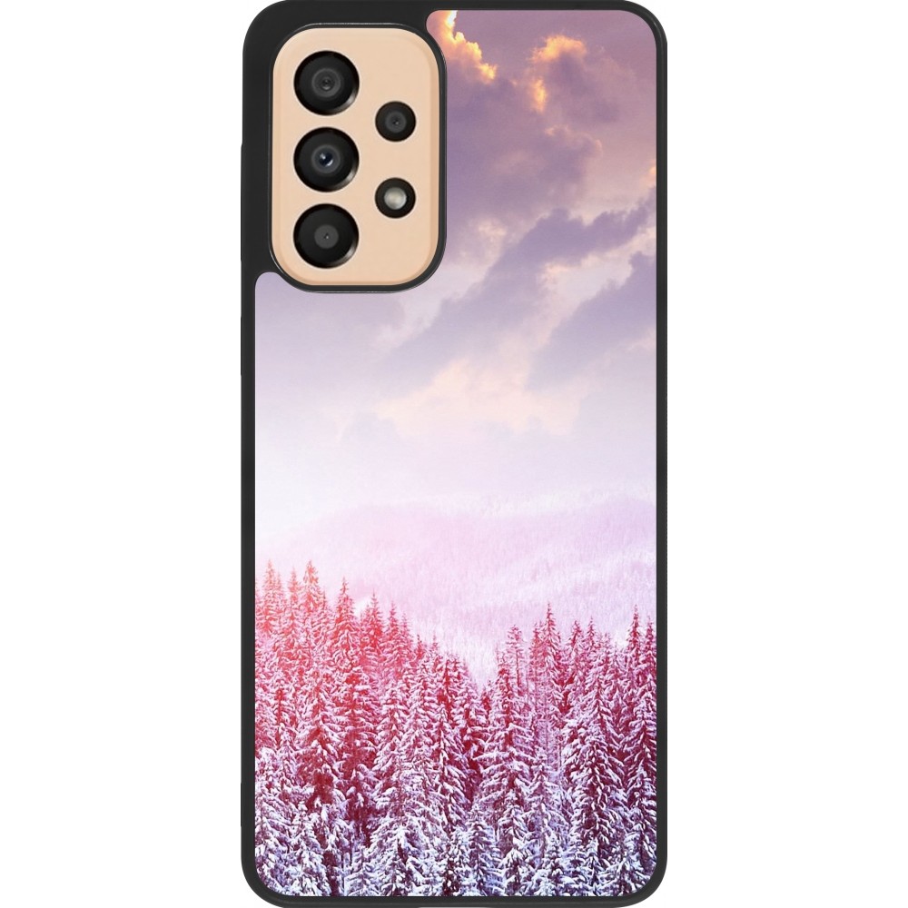 Samsung Galaxy A33 5G Case Hülle - Silikon schwarz Winter 22 Pink Forest