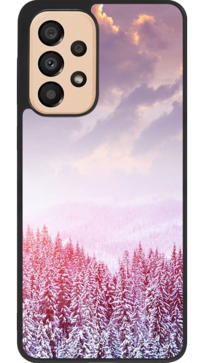 Coque Samsung Galaxy A33 5G - Silicone rigide noir Winter 22 Pink Forest