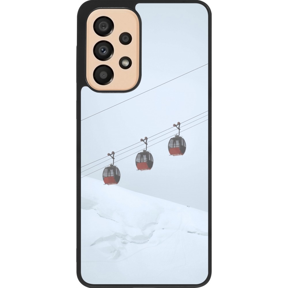 Coque Samsung Galaxy A33 5G - Silicone rigide noir Winter 22 ski lift