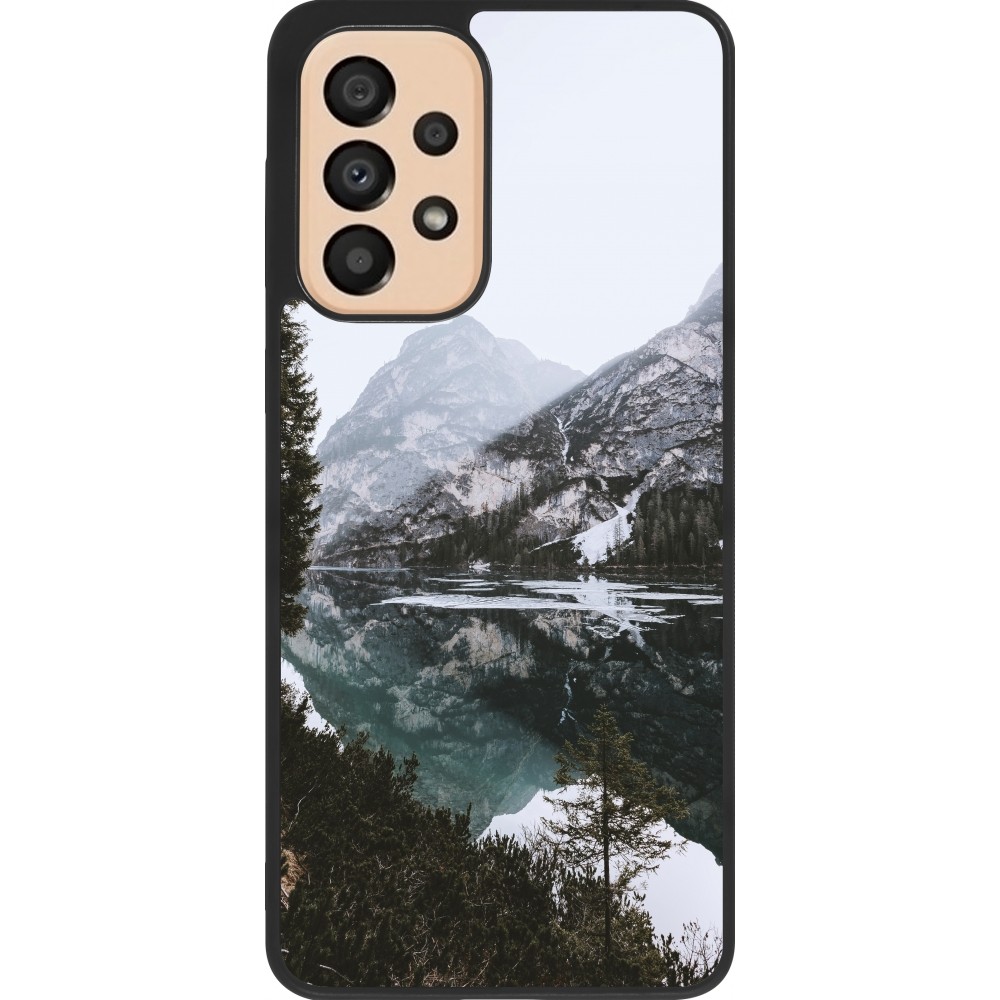Coque Samsung Galaxy A33 5G - Silicone rigide noir Winter 22 snowy mountain and lake
