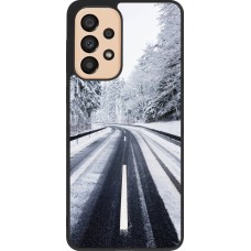 Samsung Galaxy A33 5G Case Hülle - Silikon schwarz Winter 22 Snowy Road