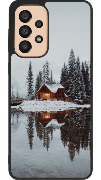 Coque Samsung Galaxy A33 5G - Silicone rigide noir Winter 25 Winter house forest afternoon