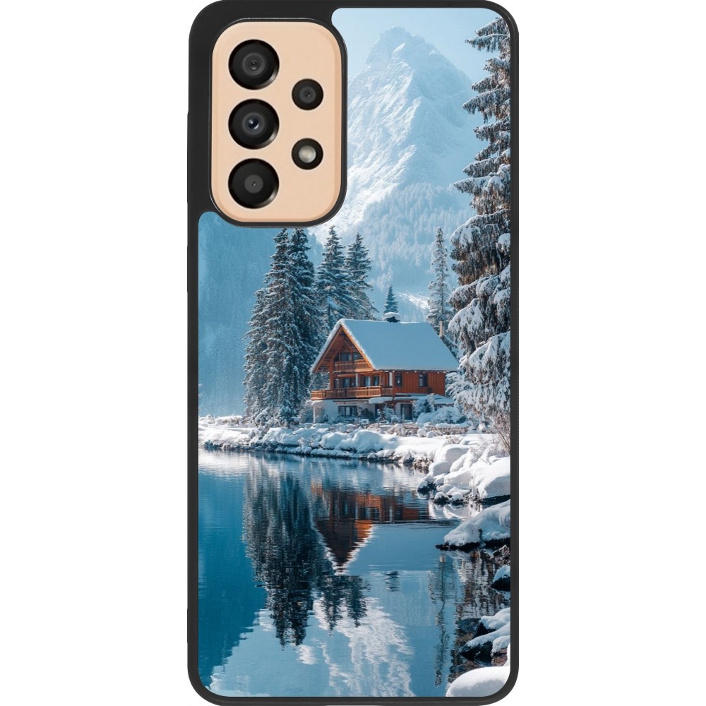 Coque Samsung Galaxy A33 5G - Silicone rigide noir Winter 25 Winter house forest day