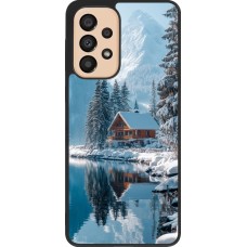Coque Samsung Galaxy A33 5G - Silicone rigide noir Winter 25 Winter house forest day