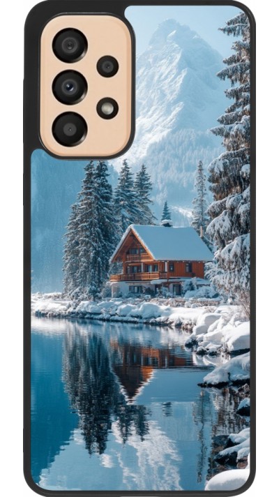 Coque Samsung Galaxy A33 5G - Silicone rigide noir Winter 25 Winter house forest day