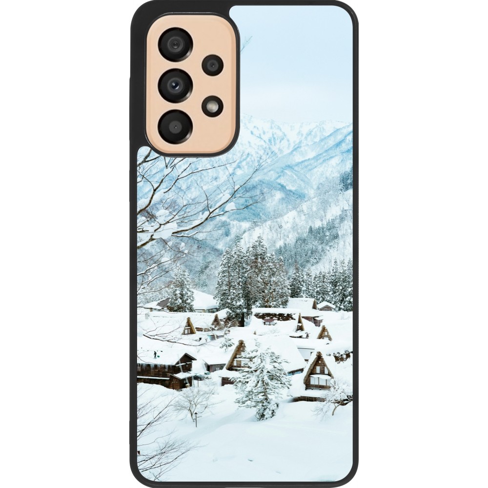 Samsung Galaxy A33 5G Case Hülle - Silikon schwarz Winter 25 Winter snowy landscape