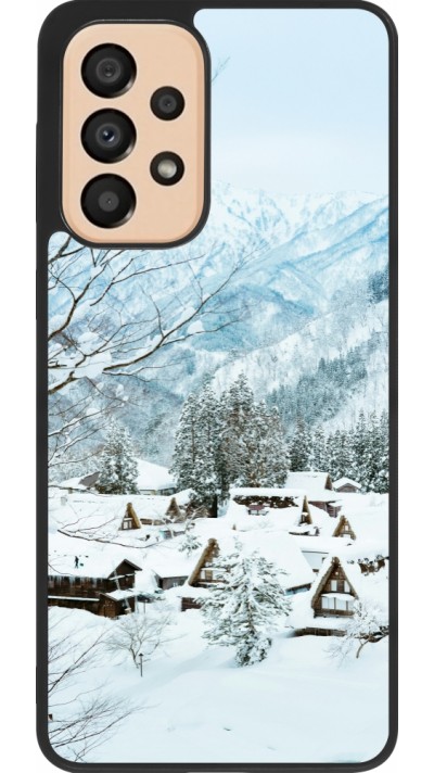 Coque Samsung Galaxy A33 5G - Silicone rigide noir Winter 25 Winter snowy landscape