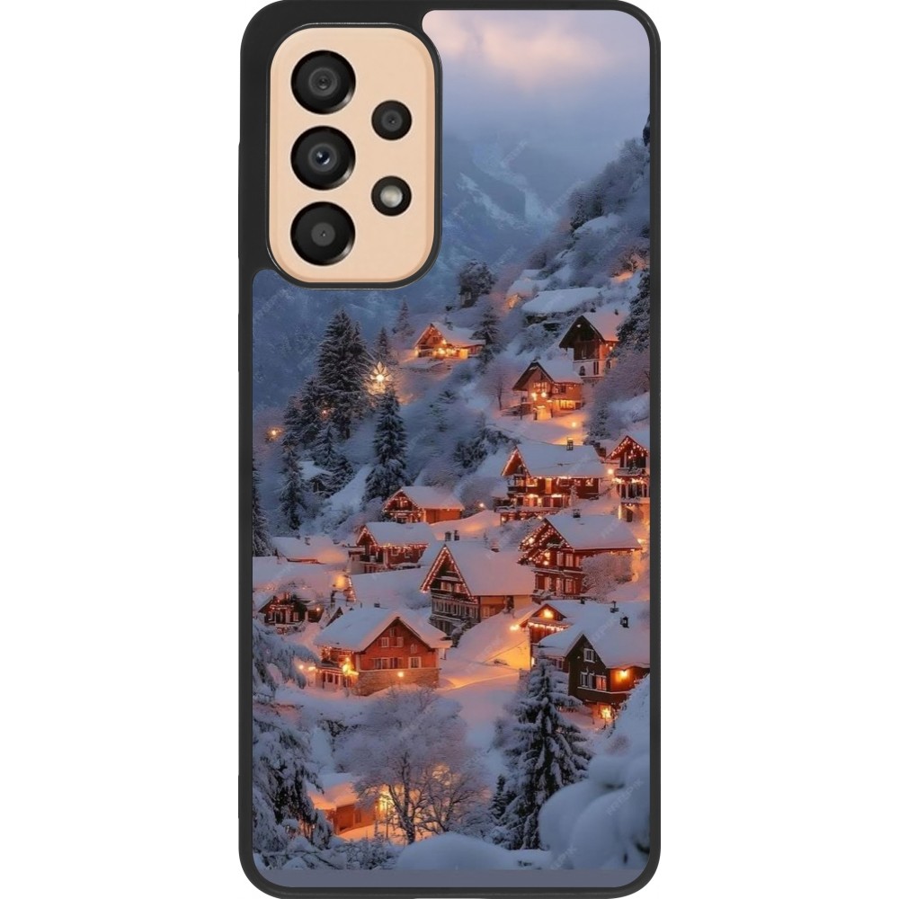 Coque Samsung Galaxy A33 5G - Silicone rigide noir Winter 25 Winter snowy village