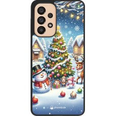 Samsung Galaxy A33 5G Case Hülle - Silikon schwarz Weihnachten 2023 Schneemann und Tannenbaum