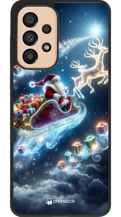 Coque Samsung Galaxy A33 5G - Silicone rigide noir Noël 2023 Père Noël enchanté
