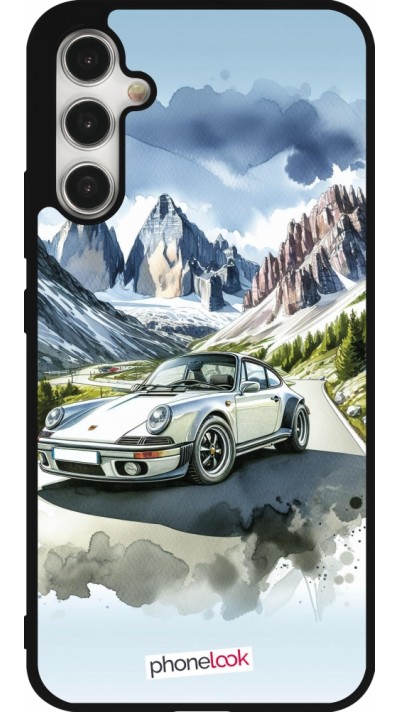 Coque Samsung Galaxy A34 5G - Silicone rigide noir Porsche 911 Mountain Watercolor