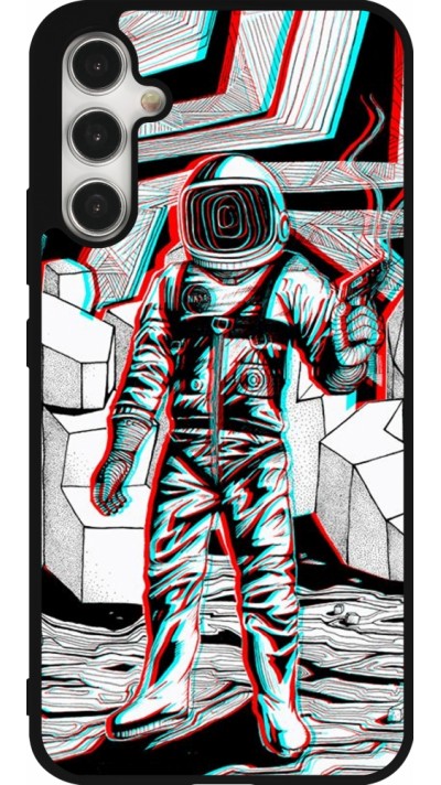 Samsung Galaxy A34 5G Case Hülle - Silikon schwarz Anaglyph Astronaut