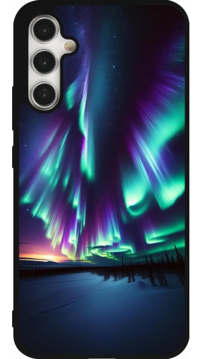 Samsung Galaxy A34 5G Case Hülle - Silikon schwarz Funkelndes Nordlicht