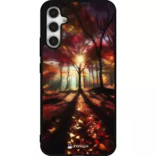 Coque Samsung Galaxy A34 5G - Silicone rigide noir Automne doré glare