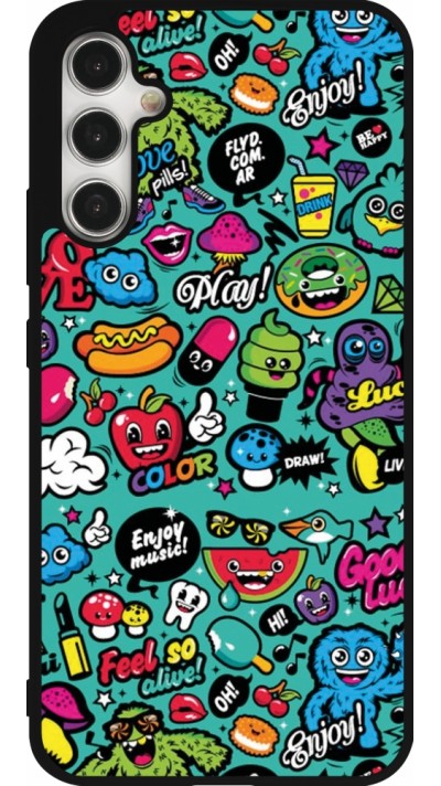 Samsung Galaxy A34 5G Case Hülle - Silikon schwarz Cartoons old school