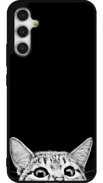 Coque Samsung Galaxy A34 5G - Silicone rigide noir Cat Looking Up Black