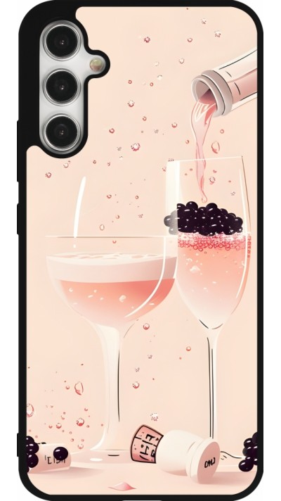 Samsung Galaxy A34 5G Case Hülle - Silikon schwarz Champagne Pouring Pink