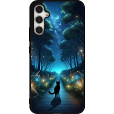 Samsung Galaxy A34 5G Case Hülle - Silikon schwarz Schwarze Katze Spaziergang