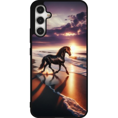 Samsung Galaxy A34 5G Case Hülle - Silikon schwarz Pferd majestätisch Strand